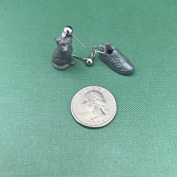 Upcycled Game Piece Earring-Hypoallergenic-Whimsy Dangle, Eco-Friendly, Handmade - Picture 4 of 7